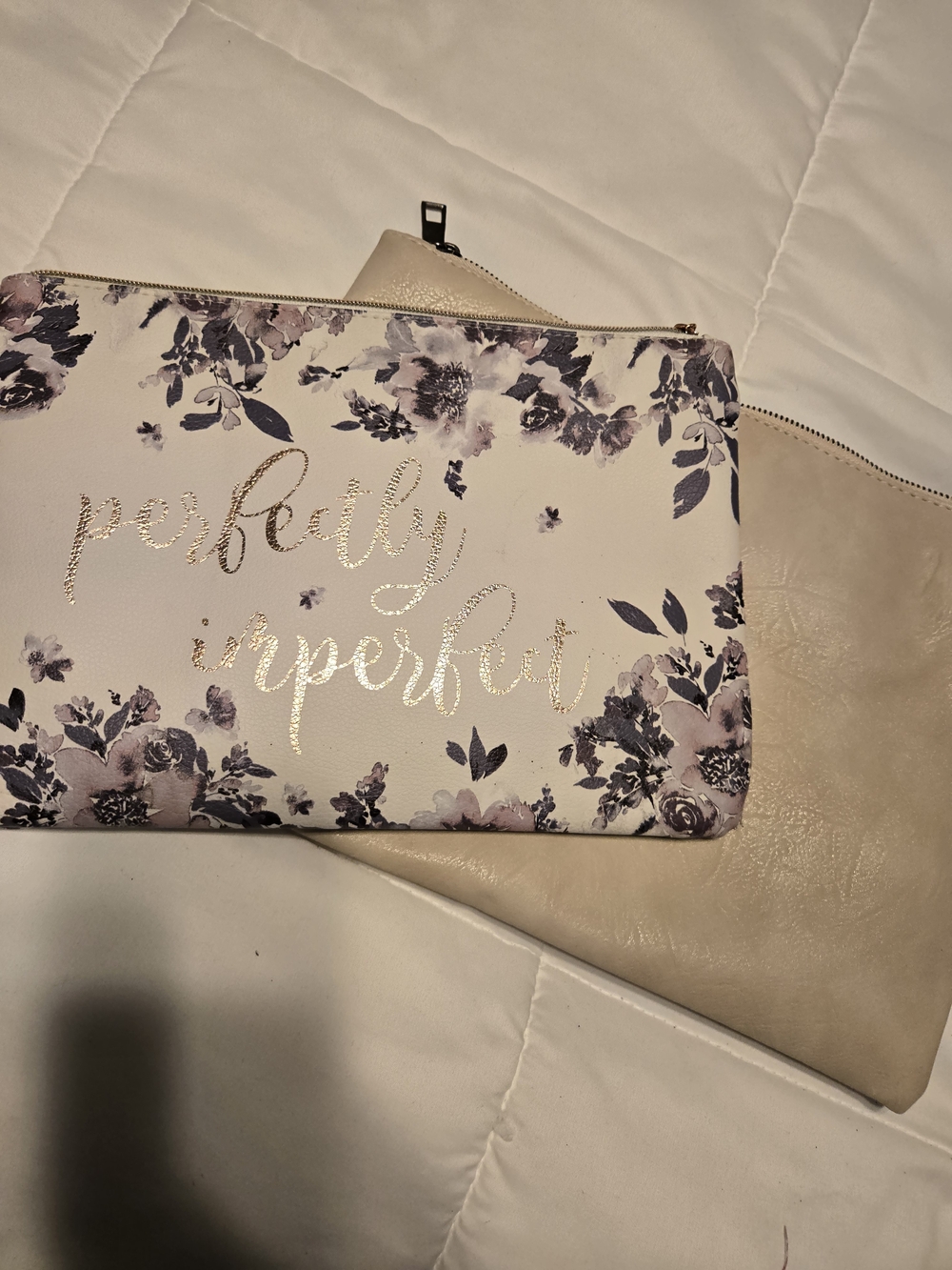 Floral 'Perfectly Imperfect' Cosmetic Pouch - And Big Clutch